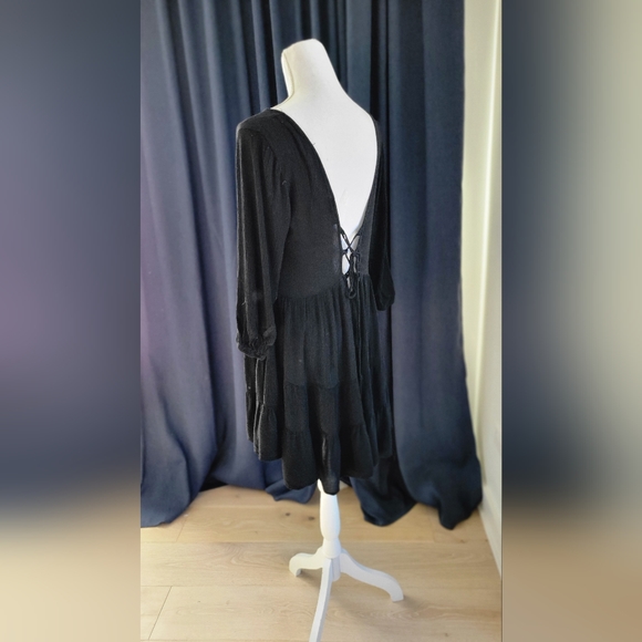 CATCH ME | Black Swing Tiered Boho Gypsy Dress - Picture 7 of 12
